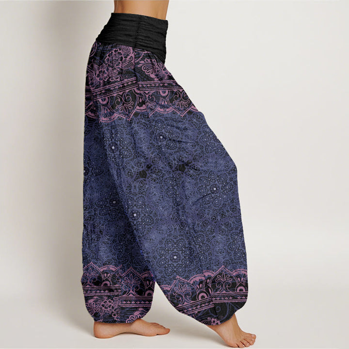 Pantalón tipo harem de cintura elástica para mujer con diseño elegante de mandala floral y Buddha Stones en algodón. - image 5