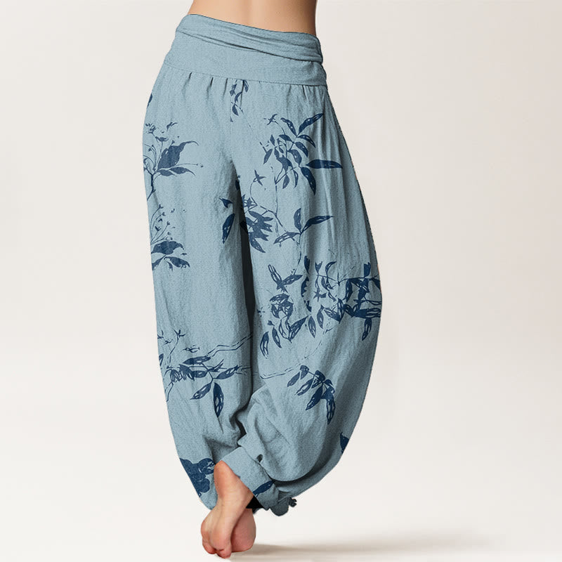 Pantalones bombachos de cintura elástica para mujer con estampado de ramas y piedras de Buddha Stones, de algodón. - image 5