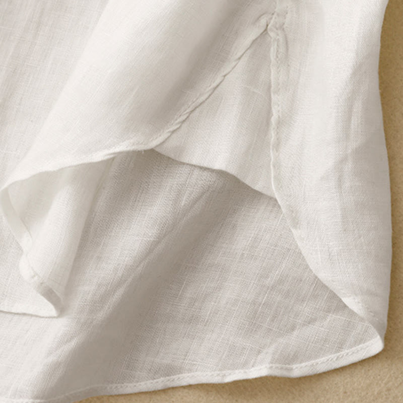 Camisa de manga larga de algodón para mujer, color liso, cuello redondo y botones, con estampado de Buddha Stones. - image 13