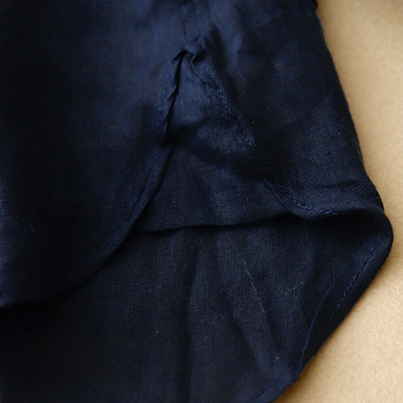 Camisa de manga larga de algodón para mujer, color liso, cuello redondo y botones, con estampado de Buddha Stones. - image 4