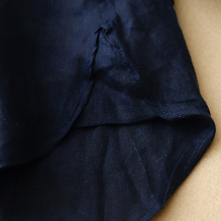 Camisa de manga larga de algodón para mujer, color liso, cuello redondo y botones, con estampado de Buddha Stones. - image 4