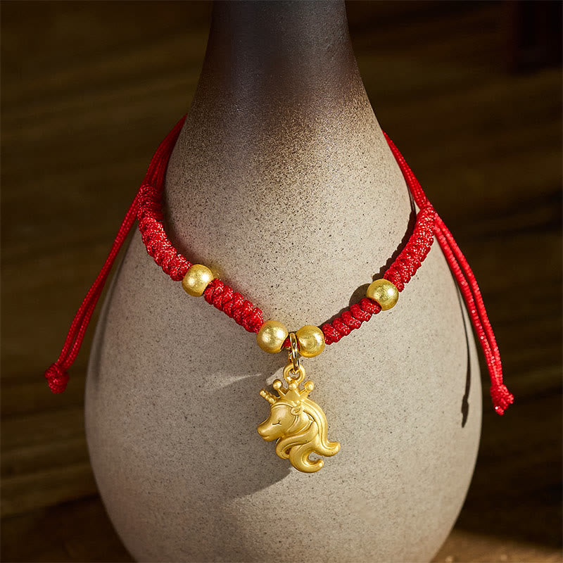 Pulsera de hilo rojo con diseño de corona del Año del Caballo y Buddha Stones - Caballo (Circunferencia de la muñeca: 10-18 cm) - image 0