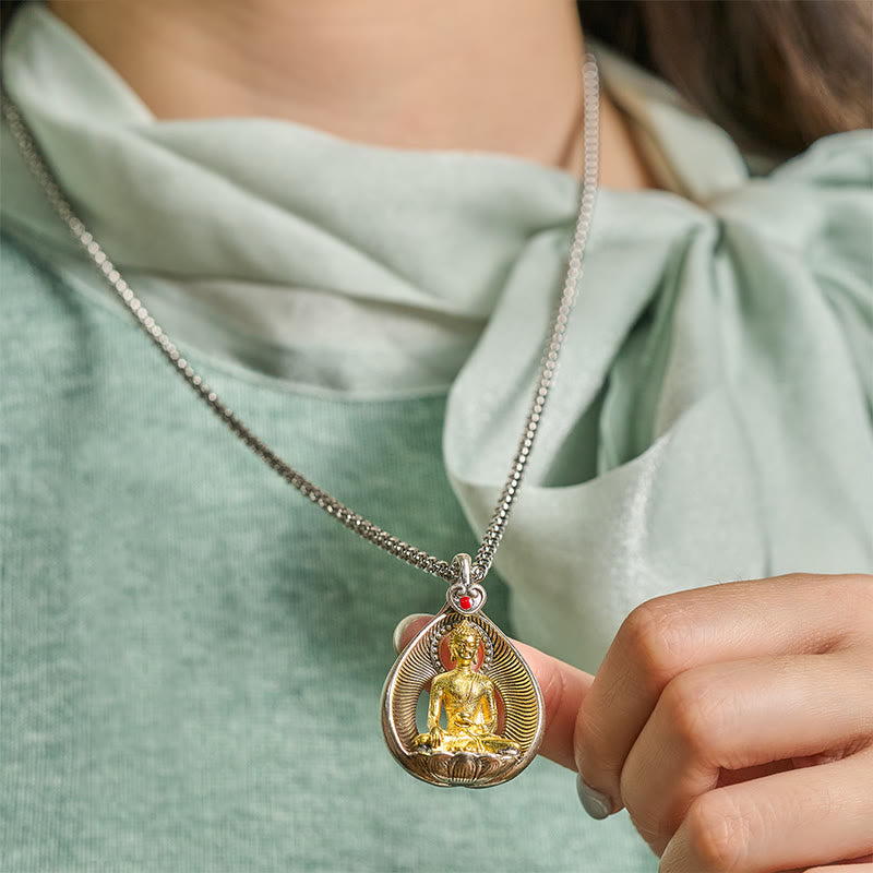 Buddha Stones Shakyamuni, Tara Verde, con piedras de Buda y cadena de plata chapada en cobre. - image 13