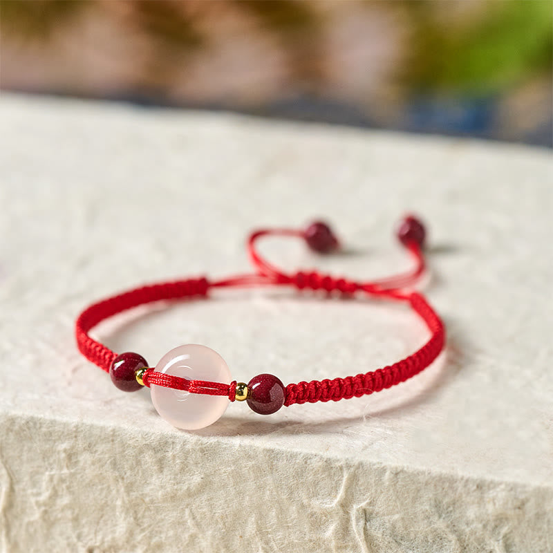 Pulsera de conexión con hilo rojo, hebilla de la paz con Buddha Stones, nudo plano de ágata blanca y nudo de diamante. - image 20