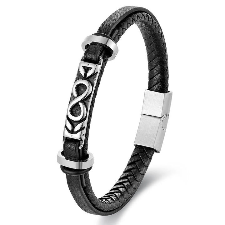 Buddha Stones Titanium Steel Balance Multi-Layed Leather Figure-On Eight Bracelet - image 7