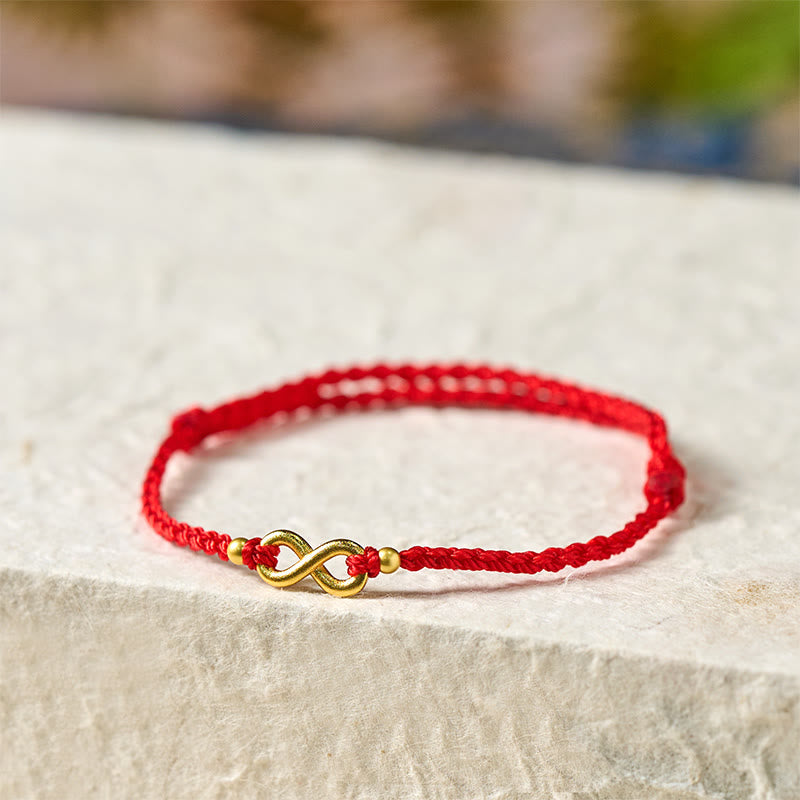 Buddha Stones Pulsera protectora ajustable de latón con cordón rojo y dije de infinito - image 3