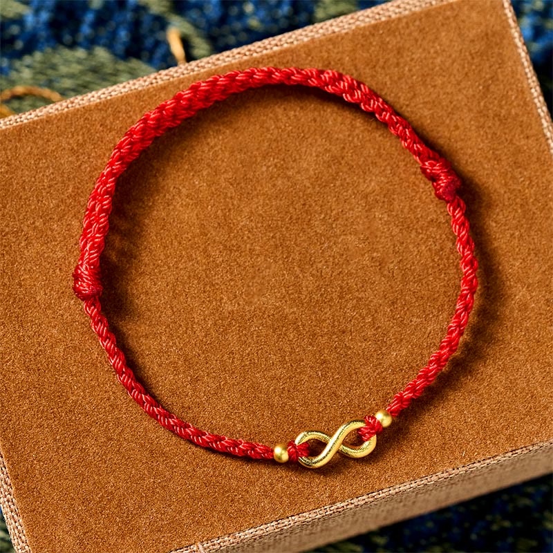Buddha Stones Pulsera protectora ajustable de latón con cordón rojo y dije de infinito - image 1