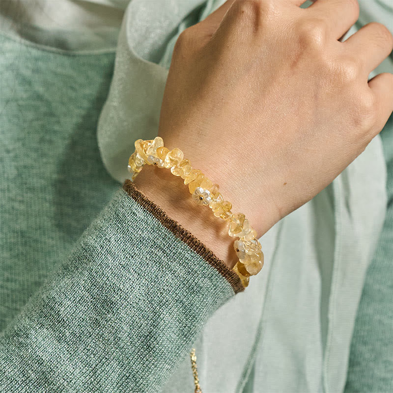 Pulsera de equilibrio con diseño irregular de flor de cristal de Buddha Stones, amatista y cristal blanco. - image 30