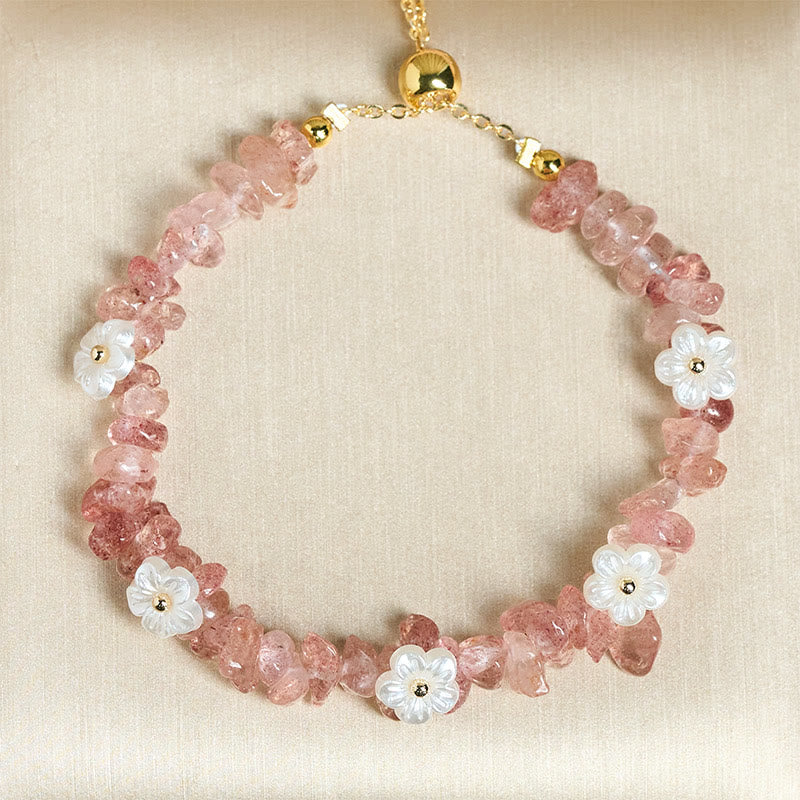 Pulsera de equilibrio con diseño irregular de flor de cristal de Buddha Stones, amatista y cristal blanco. - image 43