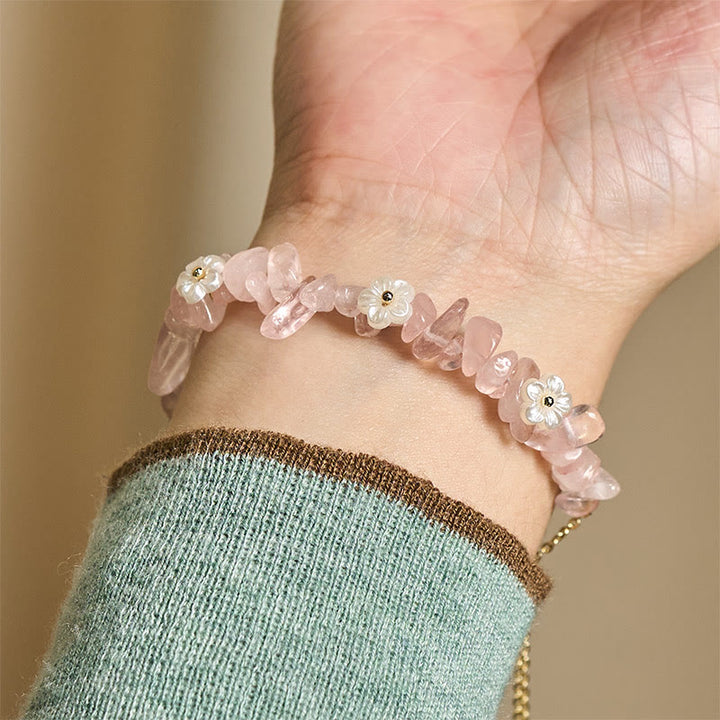 Pulsera de equilibrio con diseño irregular de flor de cristal de Buddha Stones, amatista y cristal blanco. - image 39