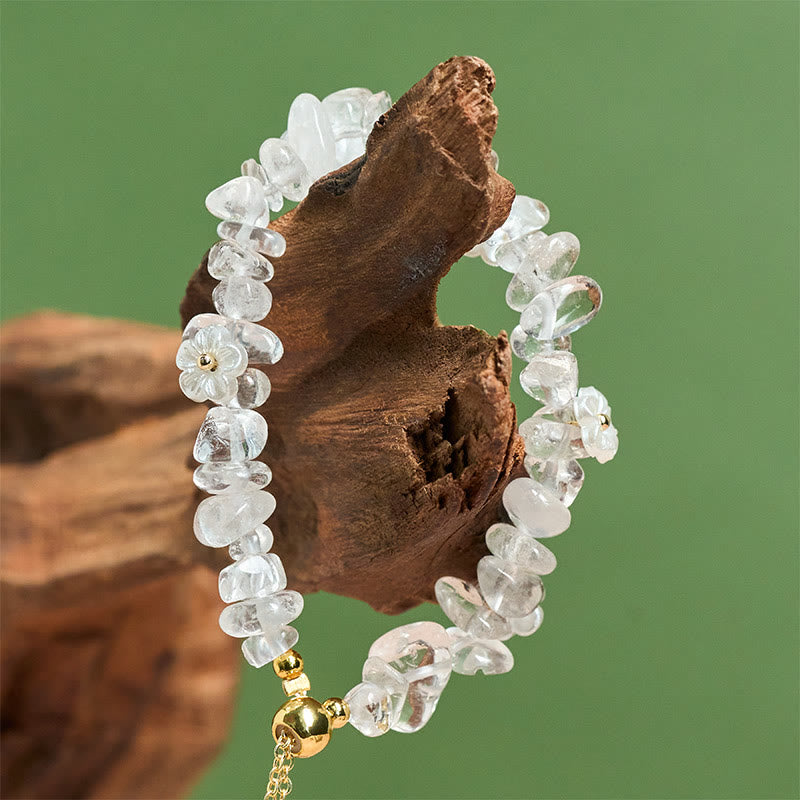 Pulsera de equilibrio con diseño irregular de flor de cristal de Buddha Stones, amatista y cristal blanco. - image 12