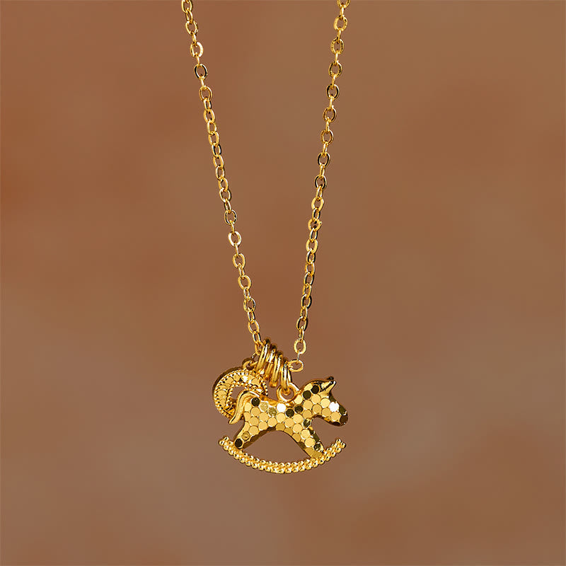 Collar con colgante de moneda de cobre chapado en oro de 24k con Buddha Stones del Año del Caballo - image 2