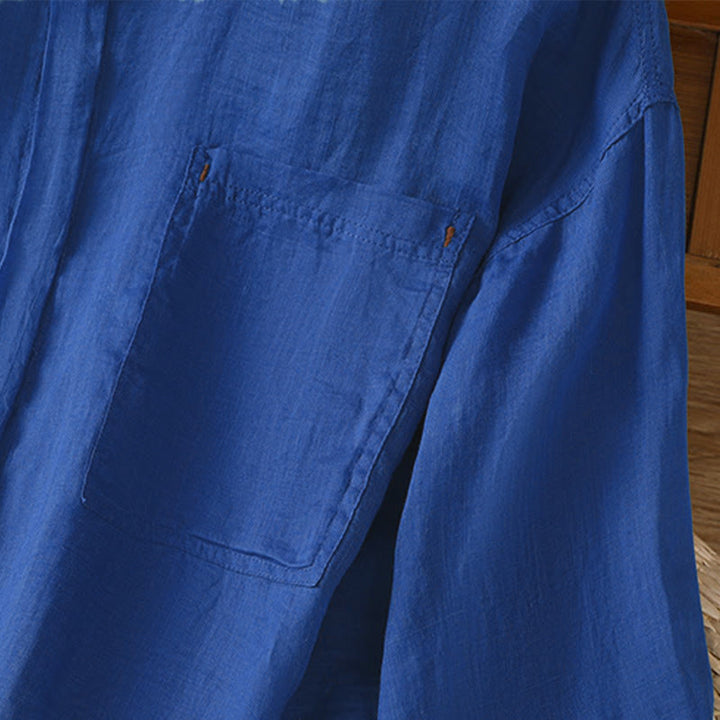 Camisa de manga larga para mujer con solapa y bolsillo, con estampado de Buddha Stones, ideal para el otoño. - image 23