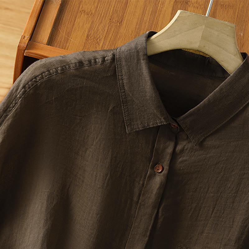 Camisa de manga larga para mujer con solapa y bolsillo, con estampado de Buddha Stones, ideal para el otoño. - image 13