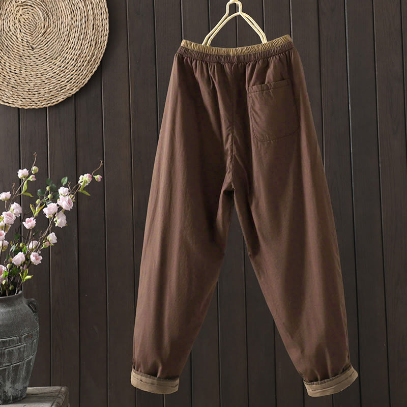 Pantalones térmicos tipo harén de algodón liso con bolsillos para mujer Buddha Stones - image 6