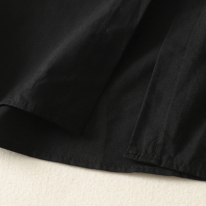 Vestido midi de algodón de manga larga con botones en la solapa, estampado de Buddha Stones y color liso otoñal, con bolsillos. - image 24