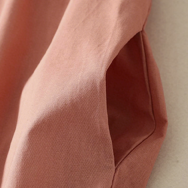 Vestido midi de algodón de manga larga con botones en la solapa, estampado de Buddha Stones y color liso otoñal, con bolsillos. - image 5