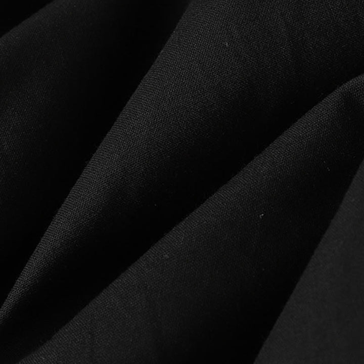 Vestido midi de algodón de manga larga con botones en la solapa, estampado de Buddha Stones y color liso otoñal, con bolsillos. - image 25