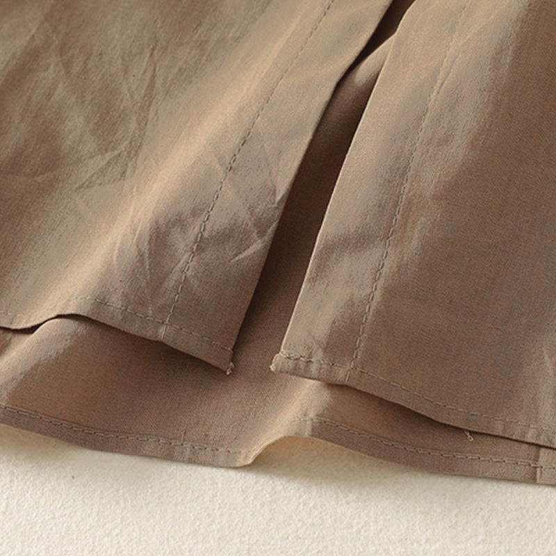 Vestido midi de algodón de manga larga con botones en la solapa, estampado de Buddha Stones y color liso otoñal, con bolsillos. - image 14