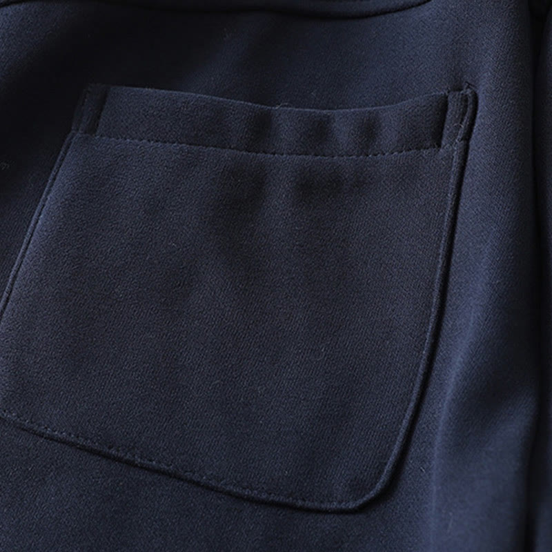 Pantalones anchos para mujer con cremallera y bolsillos, forro polar térmico, Buddha Stones, color azul medianoche - image 7