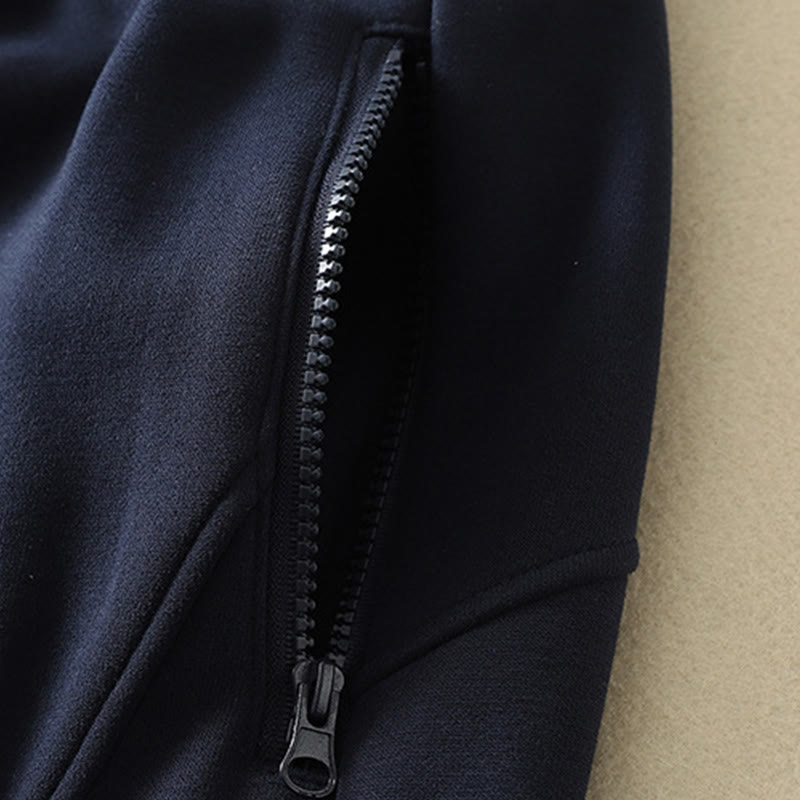 Pantalones anchos para mujer con cremallera y bolsillos, forro polar térmico, Buddha Stones, color azul medianoche - image 5