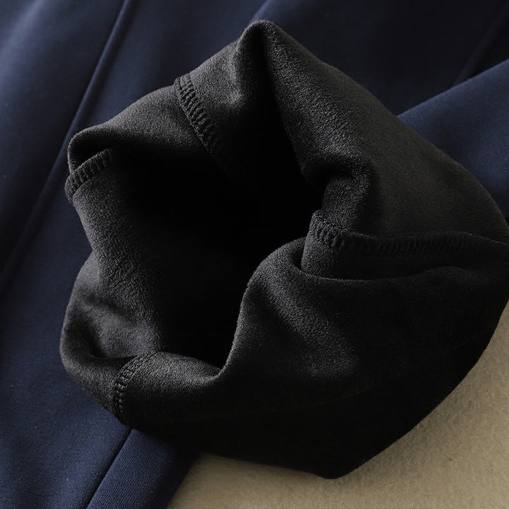 Pantalones anchos para mujer con cremallera y bolsillos, forro polar térmico, Buddha Stones, color azul medianoche - image 10