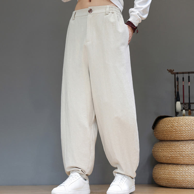 Pantalones deportivos de otoño para hombre, de algodón, color liso, con botones y bolsillos , de Buddha Stones. - image 18