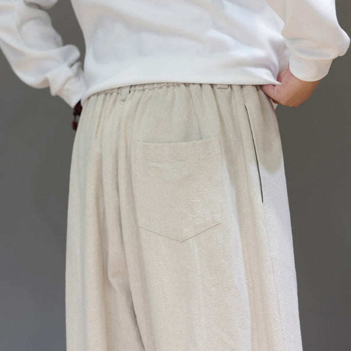 Pantalones deportivos de otoño para hombre, de algodón, color liso, con botones y bolsillos , de Buddha Stones. - image 22