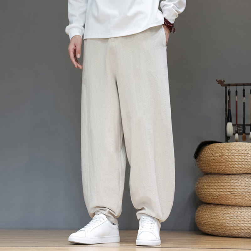 Pantalones deportivos de otoño para hombre, de algodón, color liso, con botones y bolsillos , de Buddha Stones. - image 15