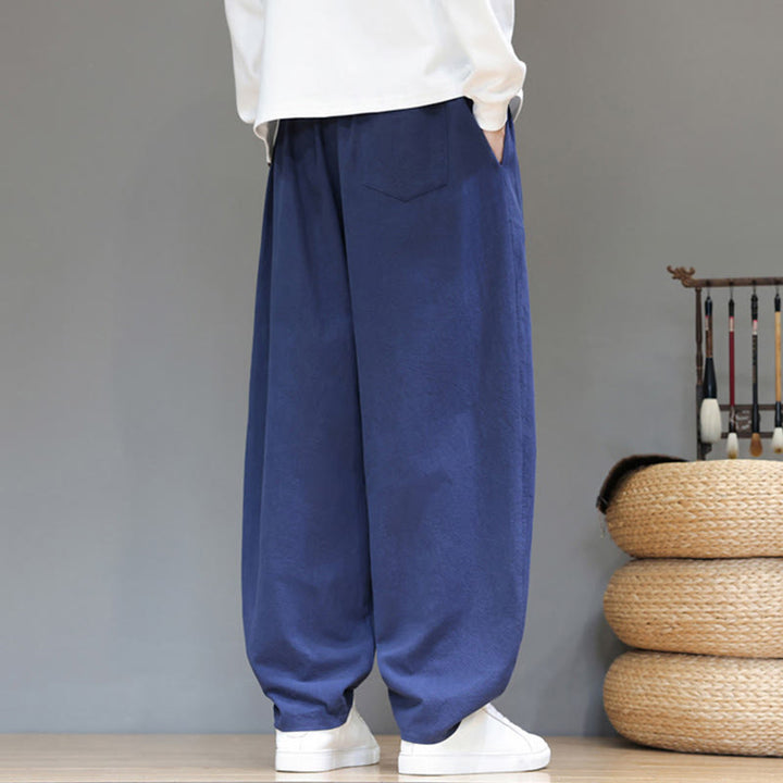 Pantalones deportivos de otoño para hombre, de algodón, color liso, con botones y bolsillos , de Buddha Stones. - image 3