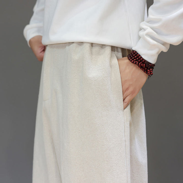 Pantalones deportivos de otoño para hombre, de algodón, color liso, con botones y bolsillos , de Buddha Stones. - image 21