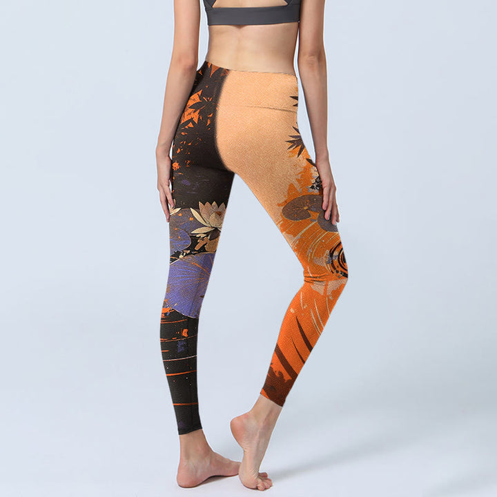 Leggings de gimnasio con estampado de Buddha Stones de loto, hojas y ondas de agua, pantalones de yoga para mujer - image 3