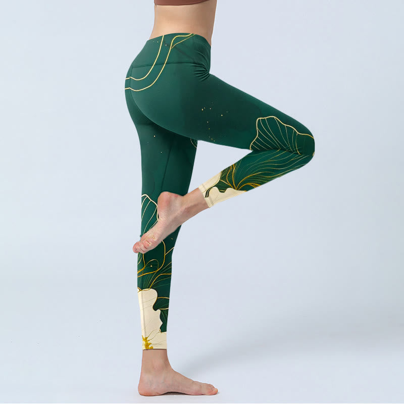 Leggings de gimnasio con estampado de flores elegantes y Buddha Stones, pantalones de yoga para mujer - image 4