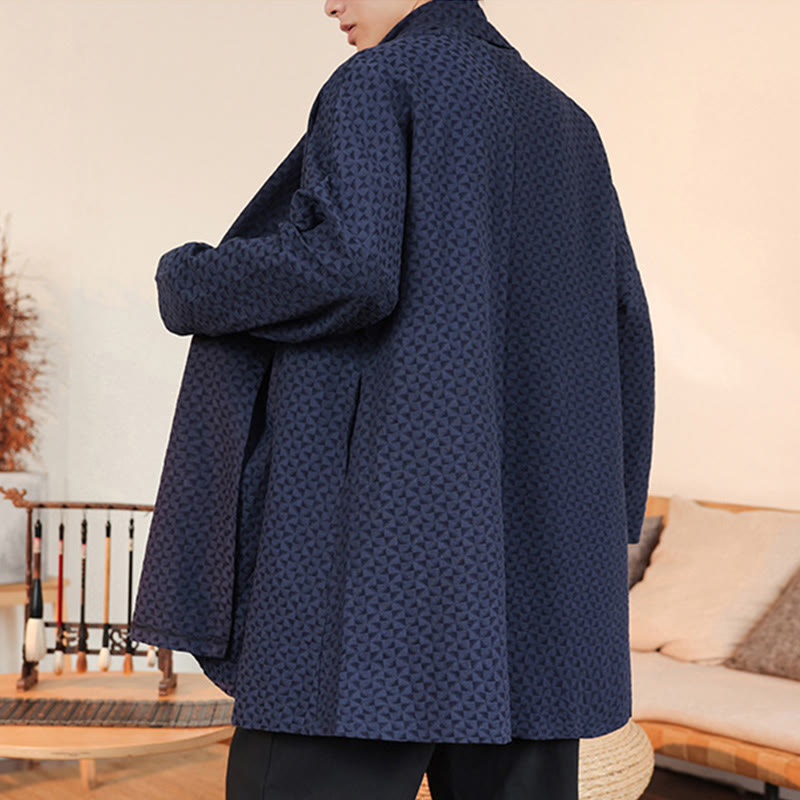 Kimono de manga larga para hombre, de algodón, con diseño sencillo de jacquard de invierno y Buddha Stones. - image 5