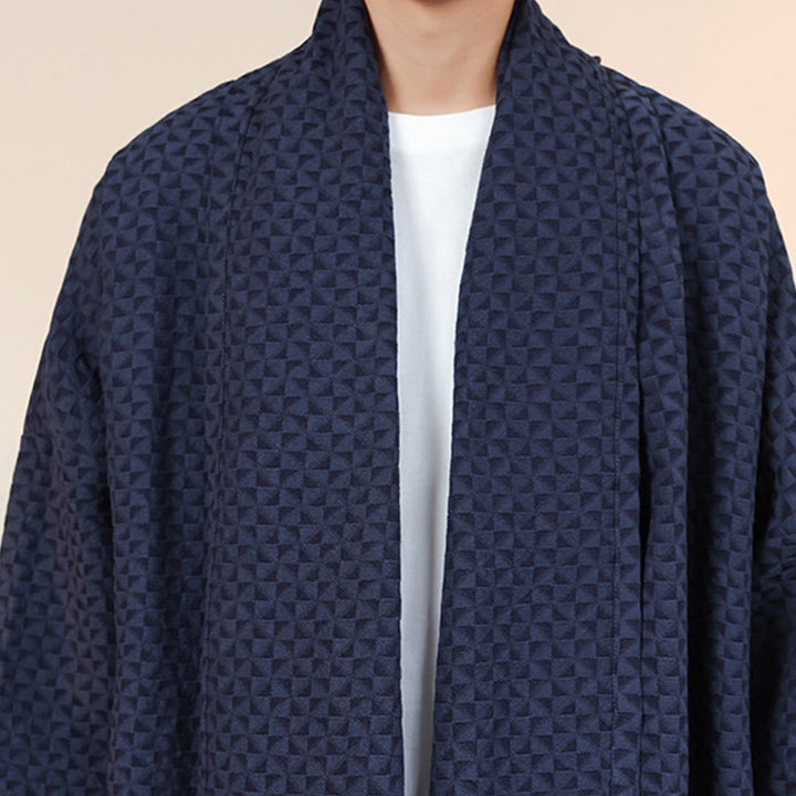 Kimono de manga larga para hombre, de algodón, con diseño sencillo de jacquard de invierno y Buddha Stones. - image 10