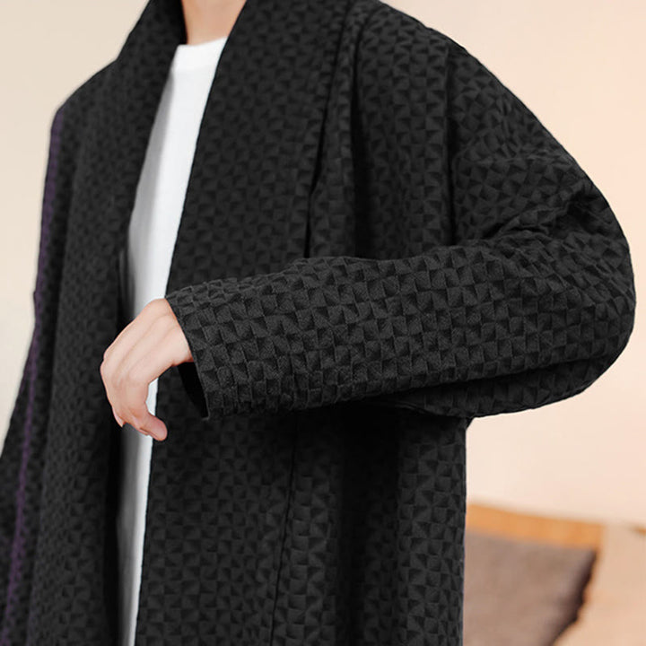 Kimono de manga larga para hombre, de algodón, con diseño sencillo de jacquard de invierno y Buddha Stones. - image 25