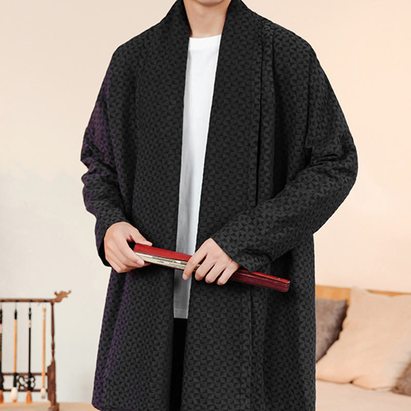 Kimono de manga larga para hombre, de algodón, con diseño sencillo de jacquard de invierno y Buddha Stones. - image 20
