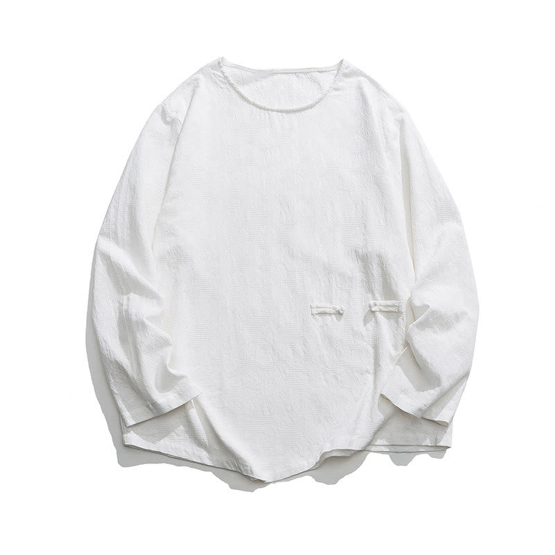 Camiseta de manga larga de algodón con diseño liso de botones de rana china para hombre, con Buddha Stones y ropa zen - image 23