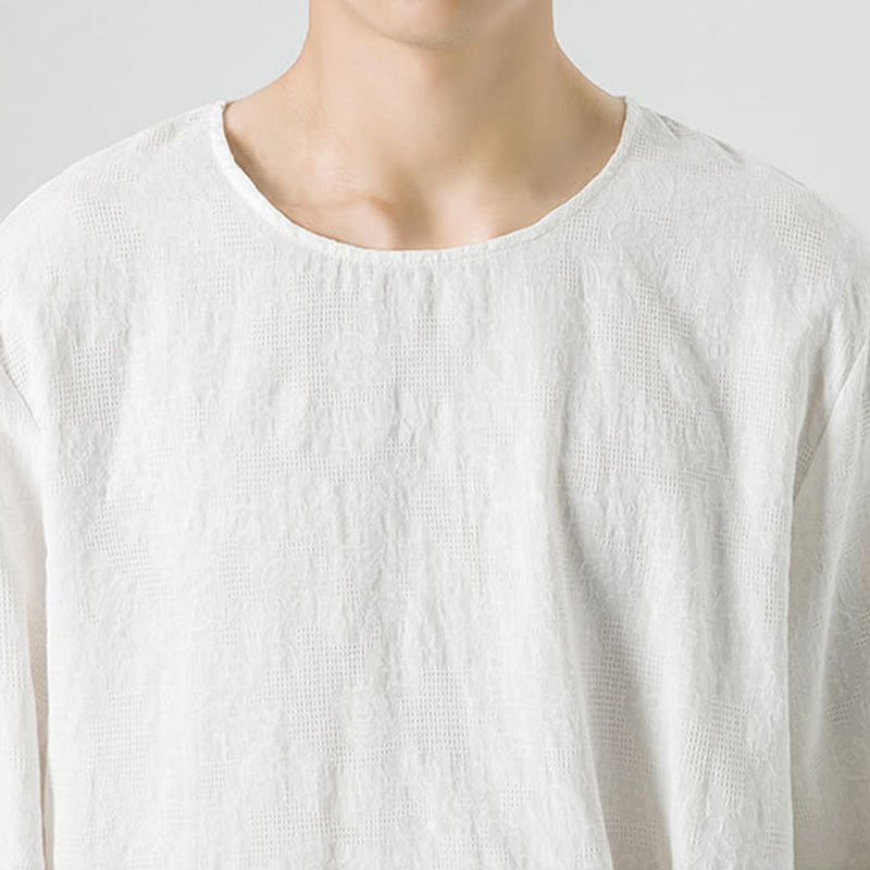 Camiseta de manga larga de algodón con diseño liso de botones de rana china para hombre, con Buddha Stones y ropa zen - image 19