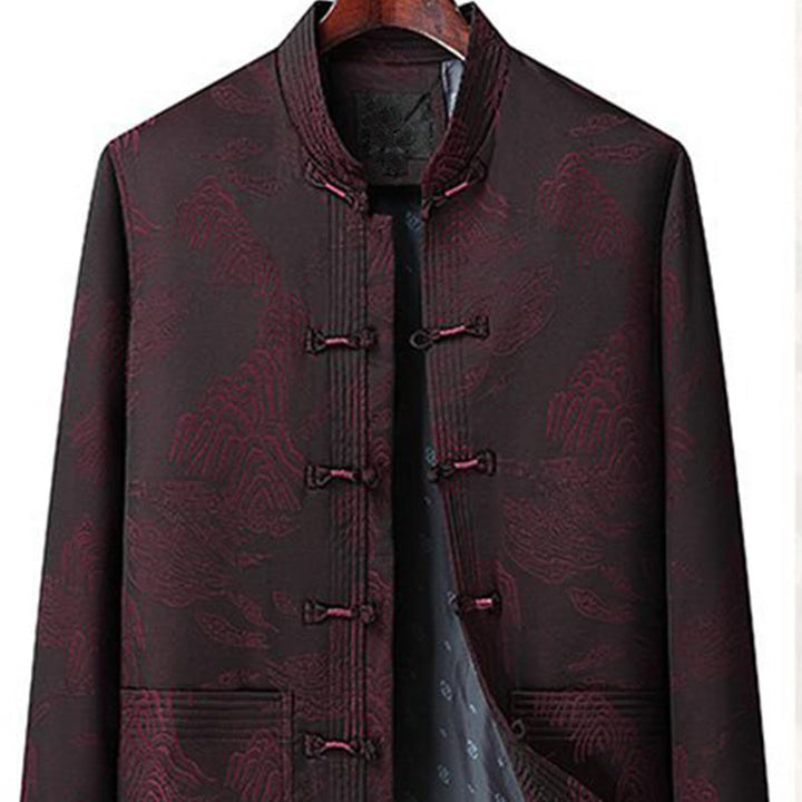 Conjunto de ropa de algodón para hombre Buddha Stones 2Pcs Commute Tang Suit Frog-Button, camisa de manga larga y pantalón. - image 8