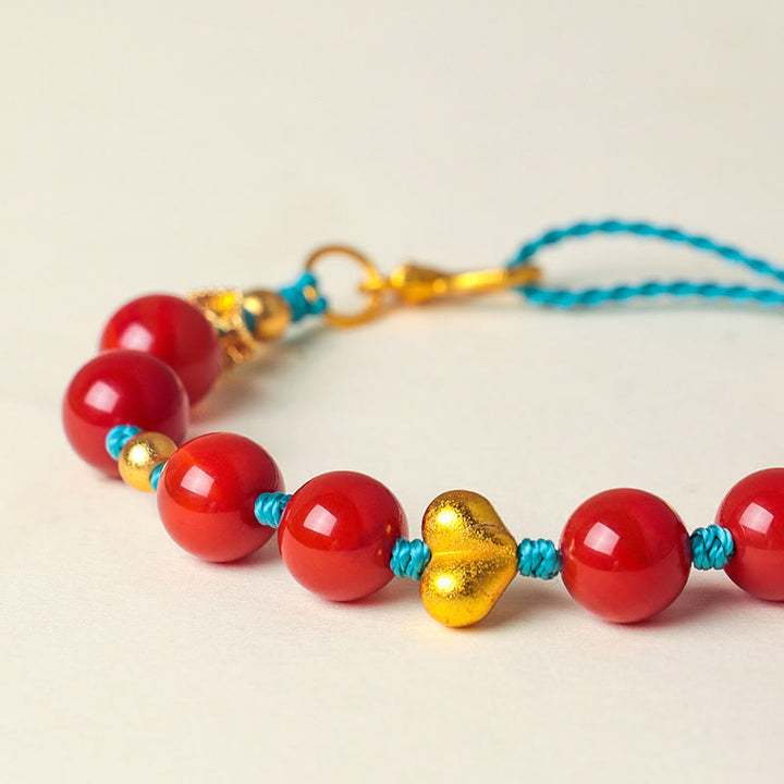 Pulsera de éxito con Buddha Stones de ágata roja del sur de 8 mm y cordón trenzado con forma de corazón - image 7
