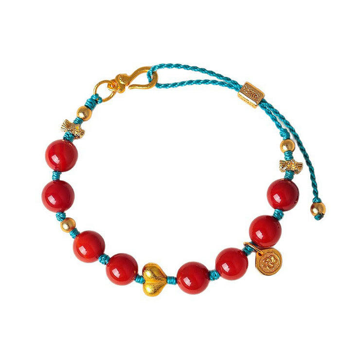 Pulsera de éxito con Buddha Stones de ágata roja del sur de 8 mm y cordón trenzado con forma de corazón - image 9