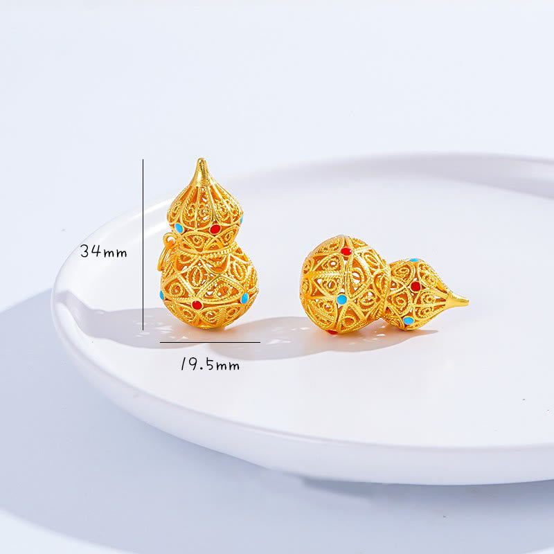 Collar con colgante de cuerda de latón chapado en oro de 24 quilates con diseño de calabaza hueca y Buddha Stones - image 5