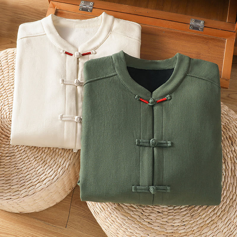 Chaqueta térmica de invierno Buddha Stones para mujer, de manga larga, con botones de rana y forro polar de algodón, con bolsillos - image 21