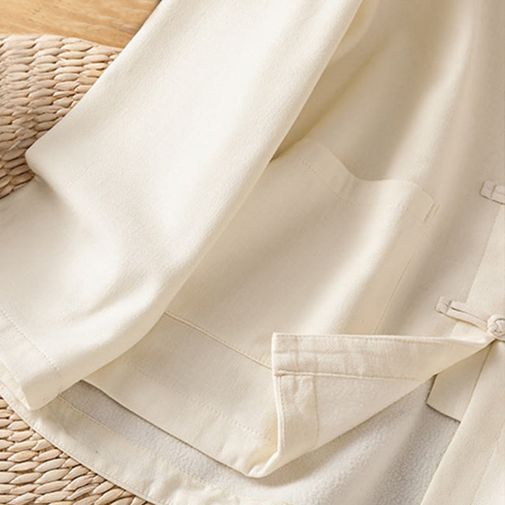 Chaqueta térmica de invierno Buddha Stones para mujer, de manga larga, con botones de rana y forro polar de algodón, con bolsillos - image 9