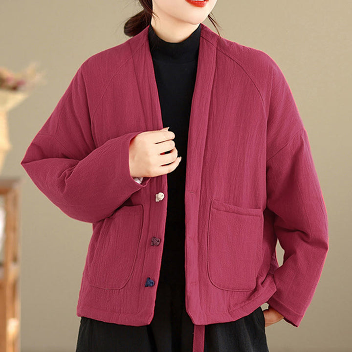 Chaqueta térmica de algodón de manga larga de invierno para mujer con bolsillos Buddha Stones - image 10