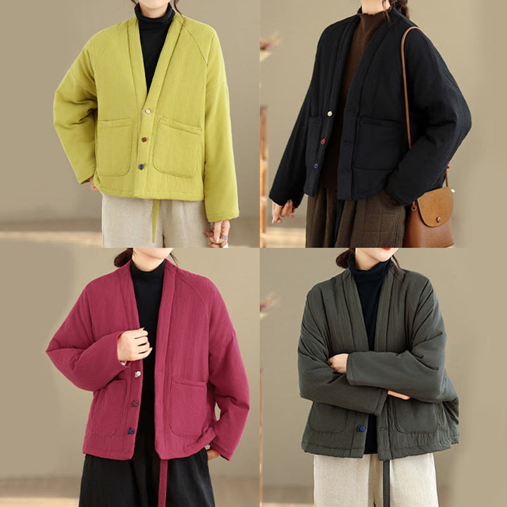 Chaqueta térmica de algodón de manga larga de invierno para mujer con bolsillos Buddha Stones - image 33