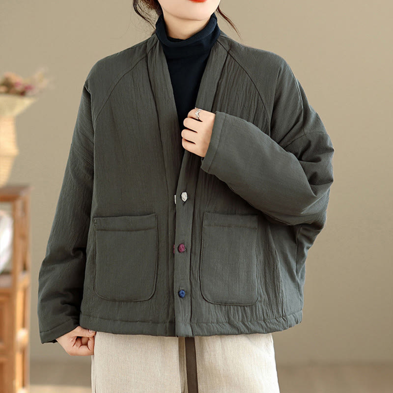 Chaqueta térmica de algodón de manga larga de invierno para mujer con bolsillos Buddha Stones - Azul cadete - US14，UK/AU18，EU46 (2XL) - image 14