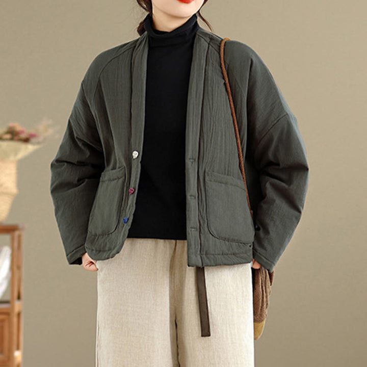 Chaqueta térmica de algodón de manga larga de invierno para mujer con bolsillos Buddha Stones - image 15
