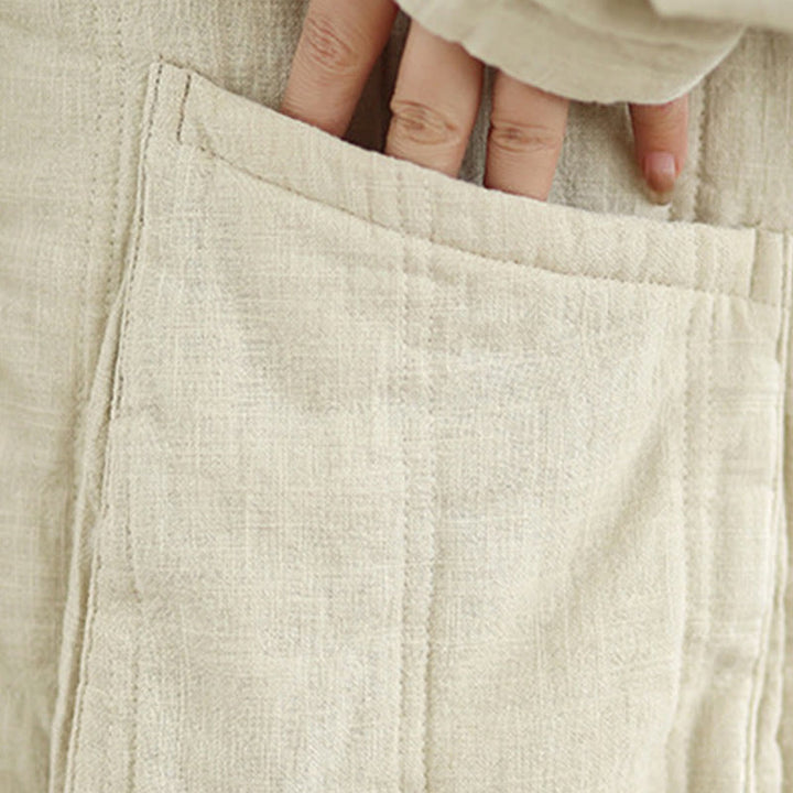 Chaqueta térmica de algodón de manga larga para mujer con bolsillos de Buddha Stones Winter Solid - image 10